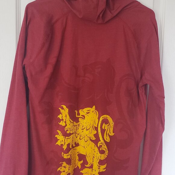 WIZARDING WORLD OF Harry Potter Gryffindor Quidditch V-Neck Hooded Shirt Sz M - Picture 3 of 3